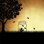 fairy, fantasy, magic, mysterious, girl, captured, jar, butterflies, insect, lepidoptera, wildlife, landscape, meadow, tree, flowers, sunset, sky, dusk, twilight